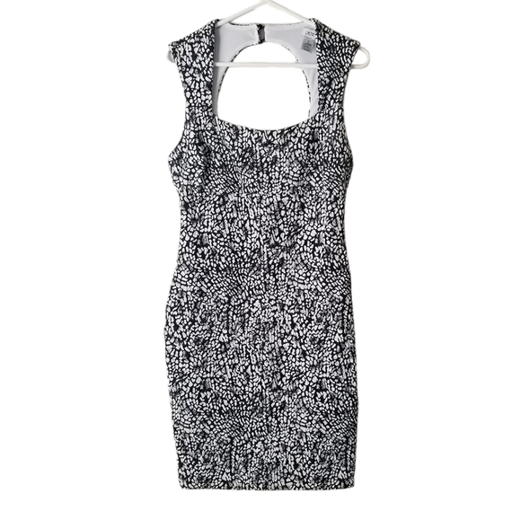 Cache Black/White Speckled Print Sleeveless Stretchy Midi Dress Size 6 - Picture 1 of 12